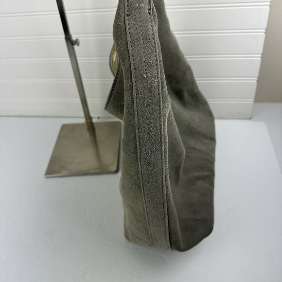 Margot New York Gabi Maxi Hobo Gray Suede Leather Shoulder Bag Top Zip Purse - Picture 6 of 16